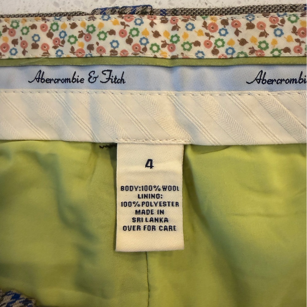 Abercrombie & Fitch Green & Blue Plaid π― Wool Capris With Cuff Buttons EUC - Picture 10 of 10